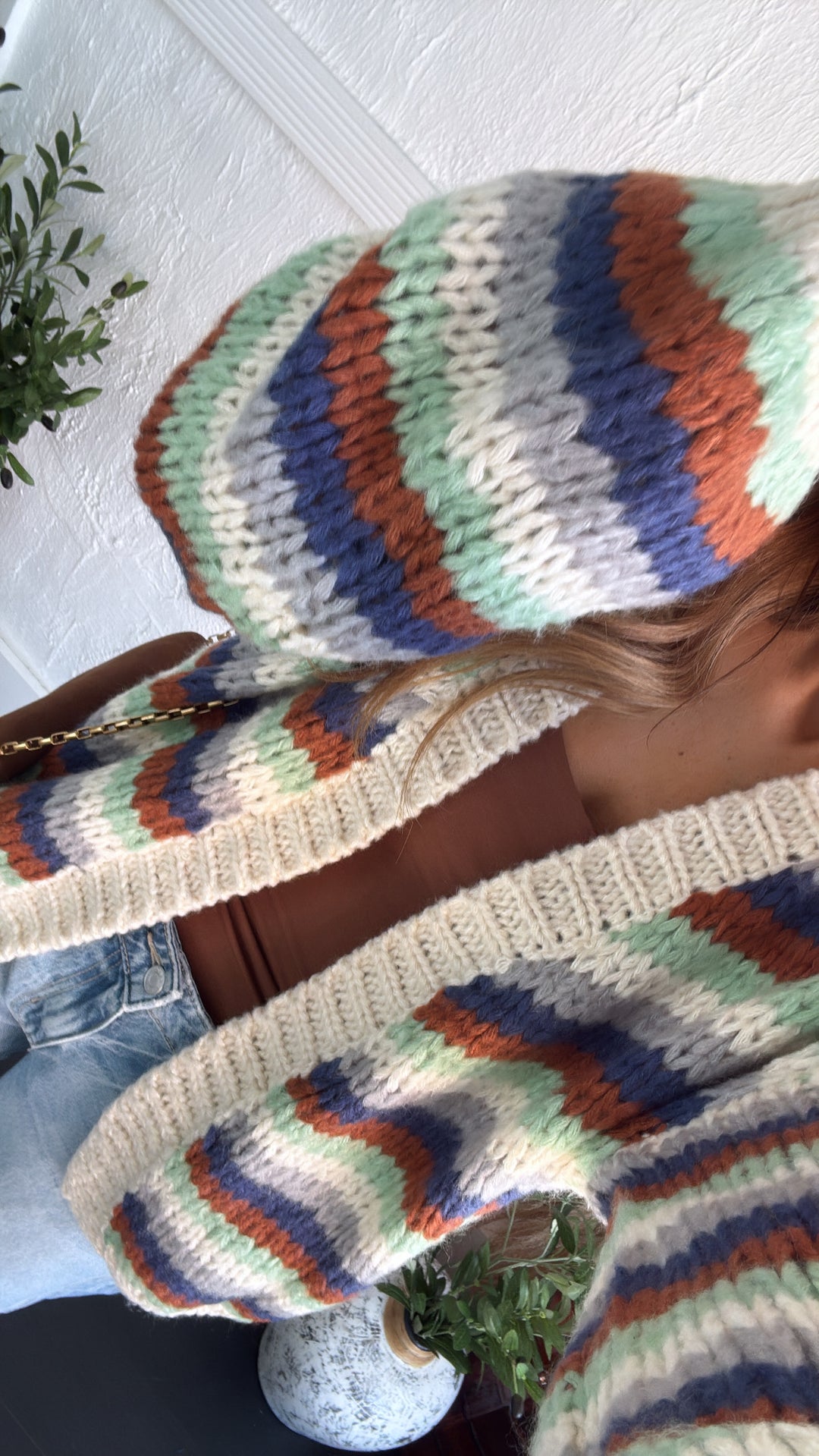 Canyon Skies Knit Cardigan, Cream Combo