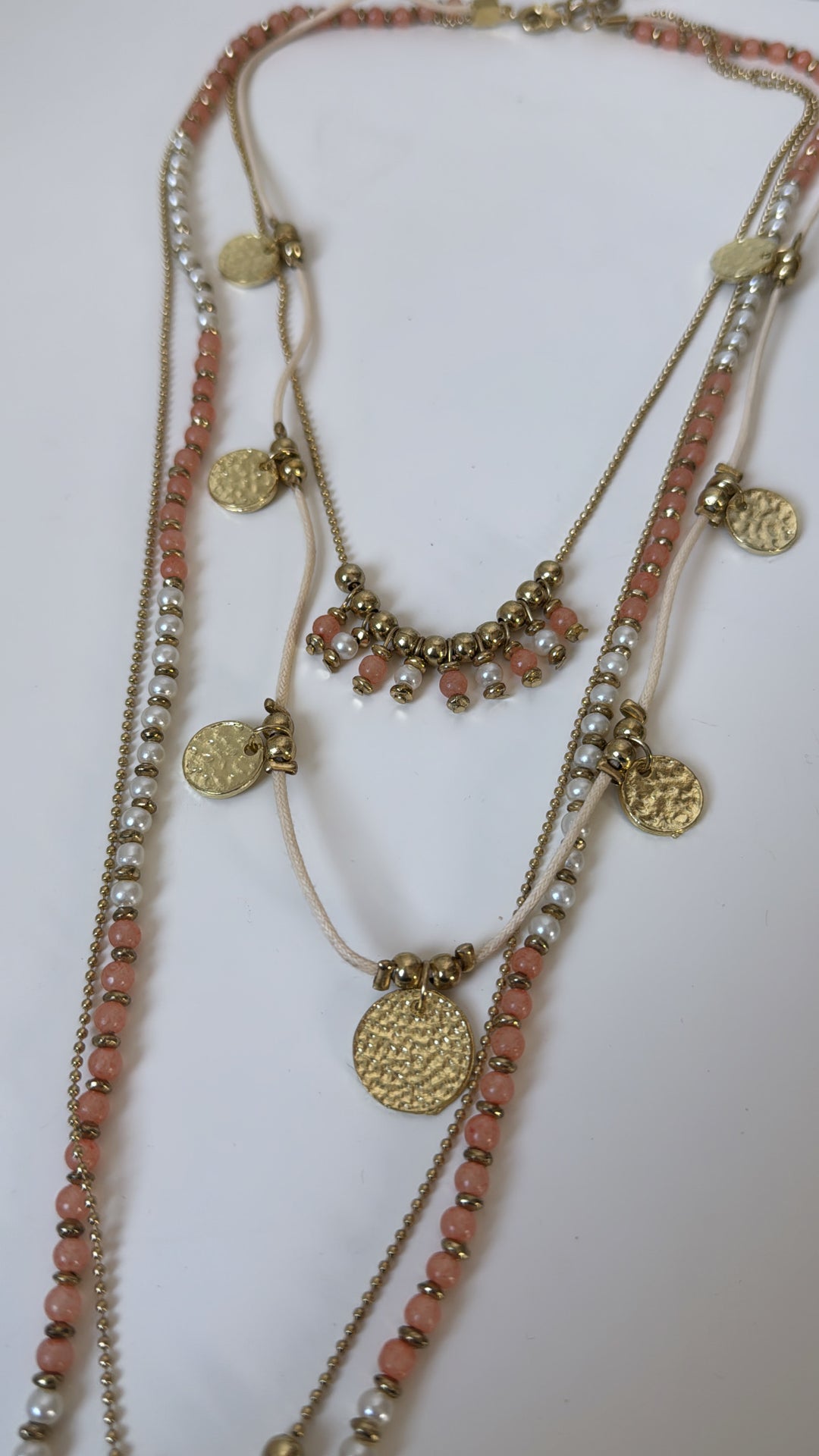 Poem Song Necklace, Coral/Pearl