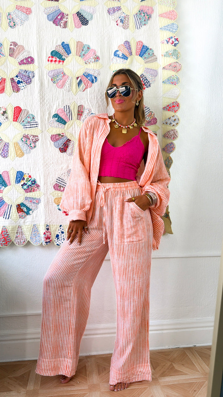 Sun-kissed Button Up, Orange Multi