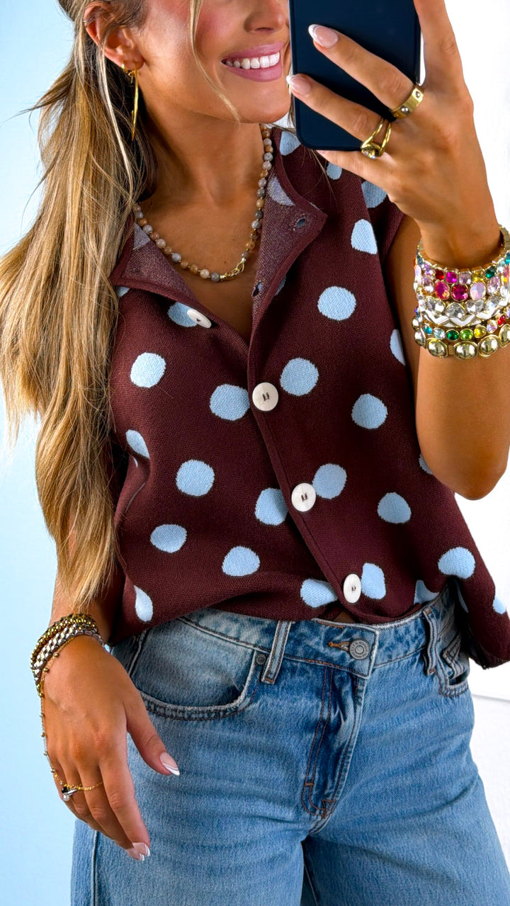 Camden Sweater Tank, Saddle/Sky