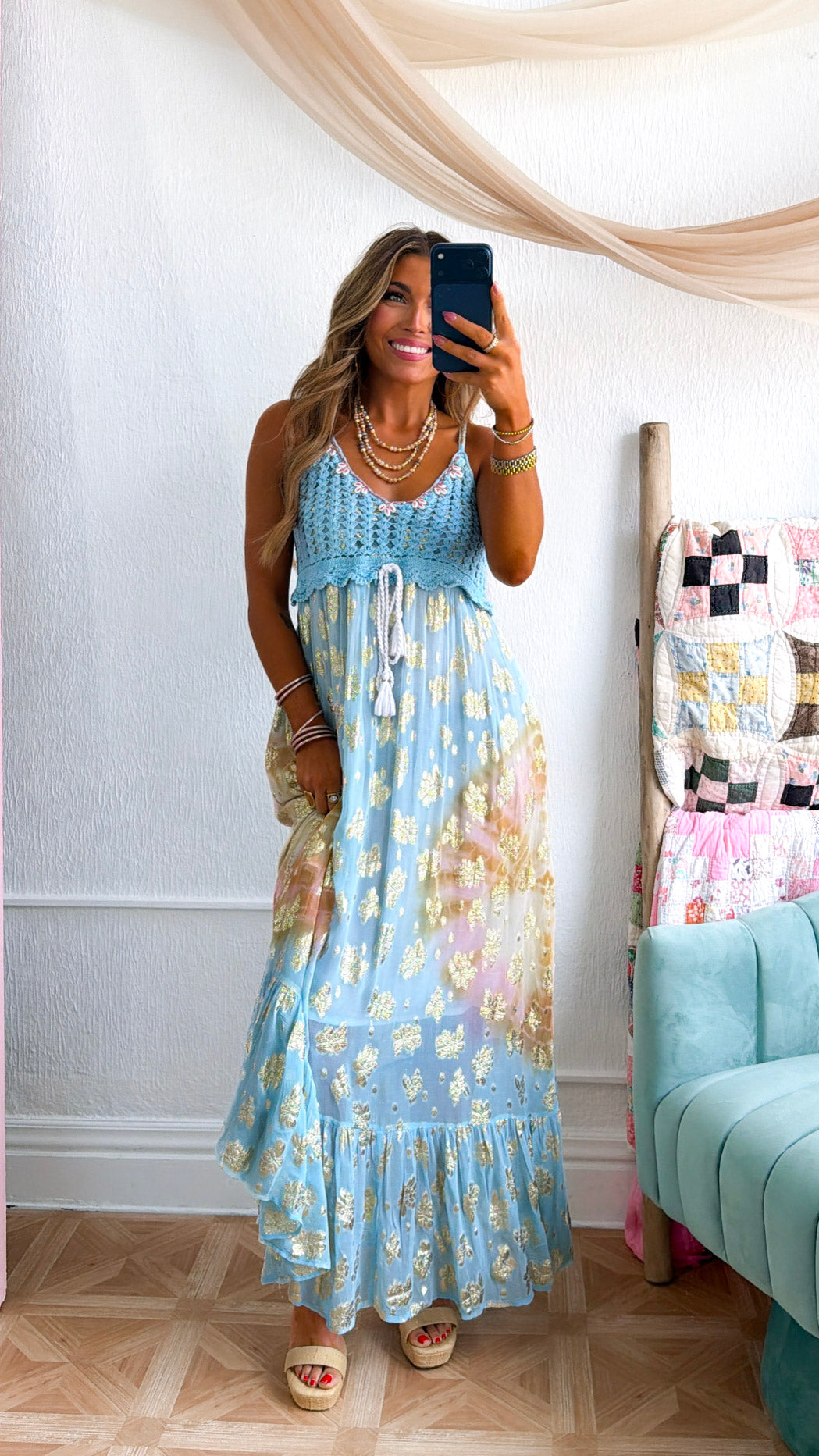 Lavender Fields Maxi Dress, Sky Blue