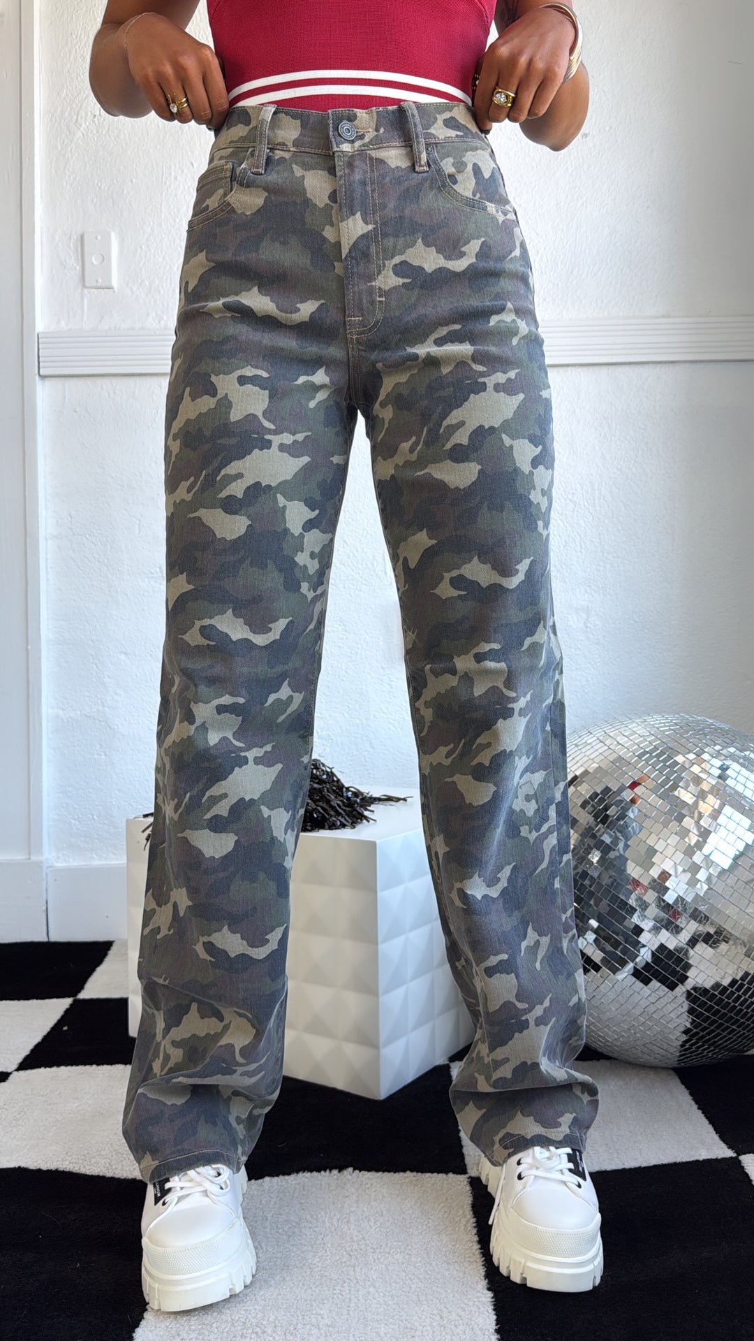 HIDDEN: Rebel Terrain Wide Leg Camo Jeans
