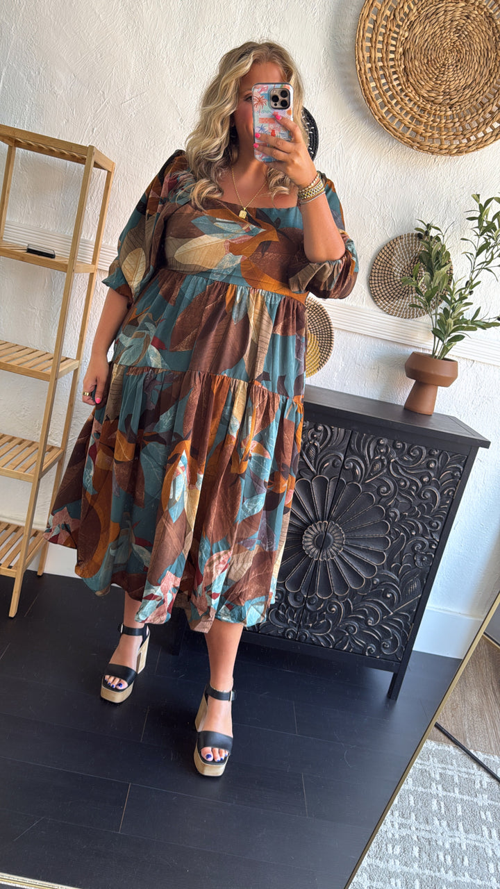 Dress To Impress Printed Maxi Dress, Teal