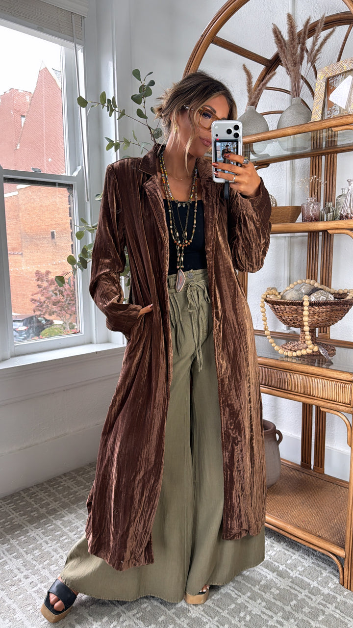Vera Velvet Maxi Duster, Mocha