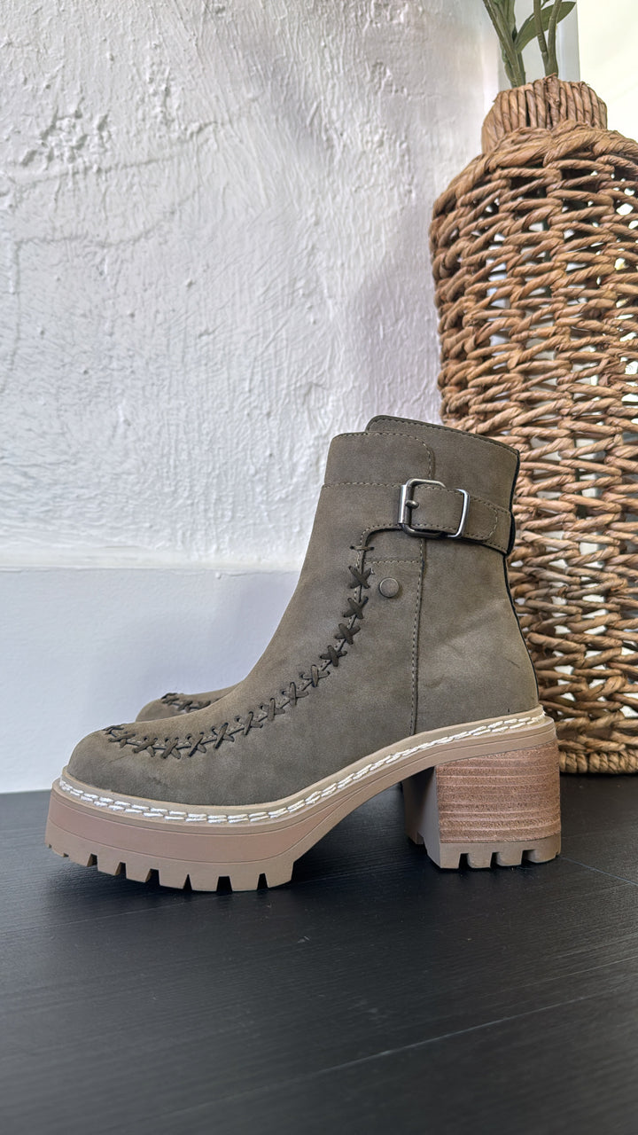 Ridge Platform Buckle Bootie, Olive