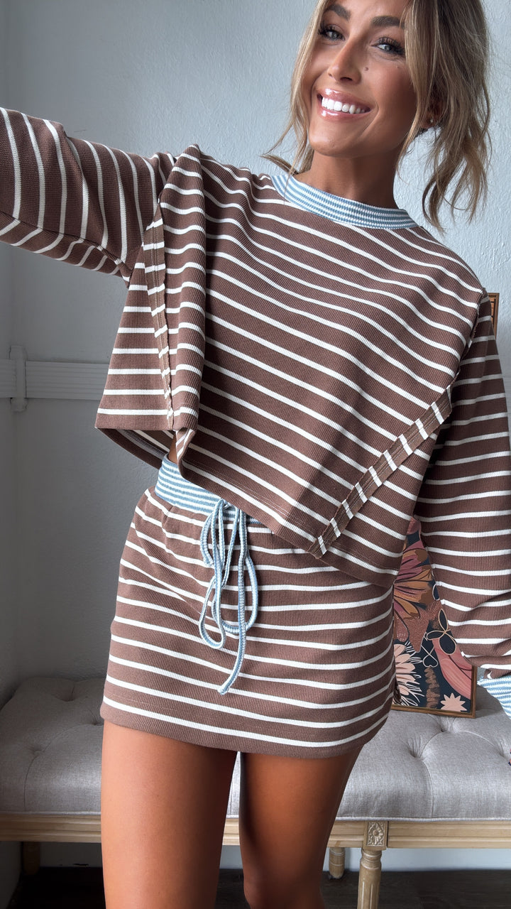 The Stripe Edit Two Piece Set, Mocha