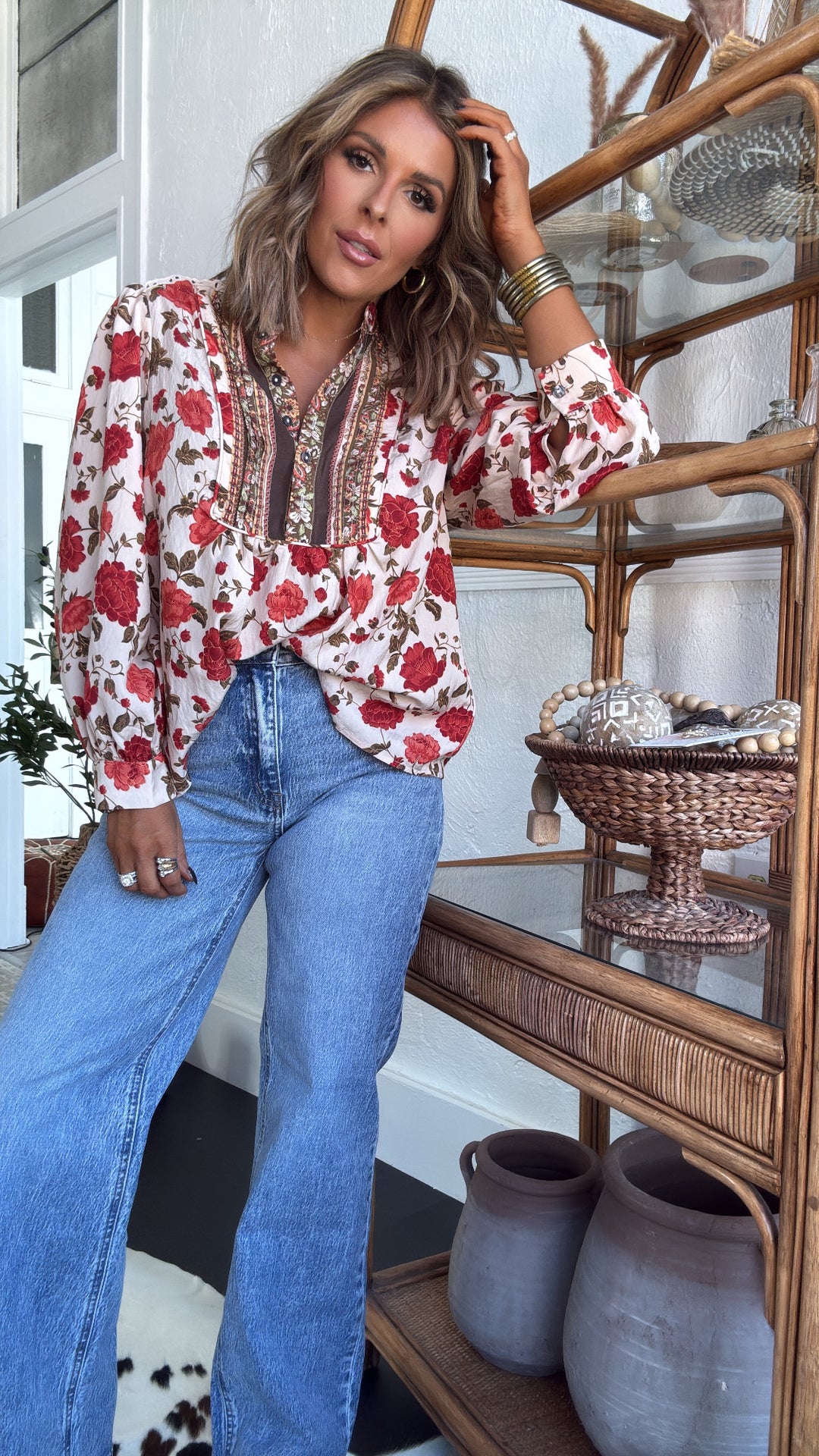 Russet Bloom Blouse, Ecru