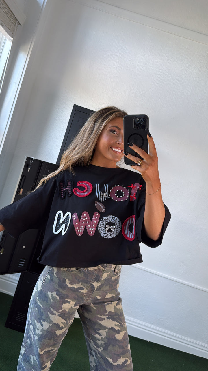 Touchdown Thread Graphic Top, Black