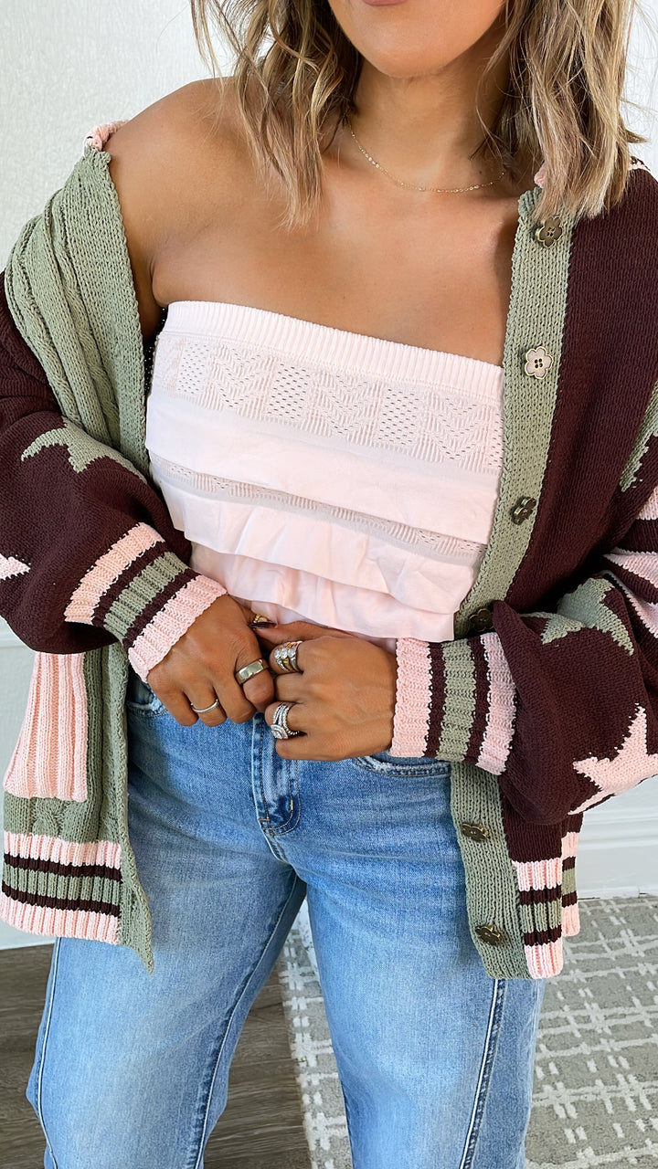 Layered Ruffled Tube Top, Peachy Pink