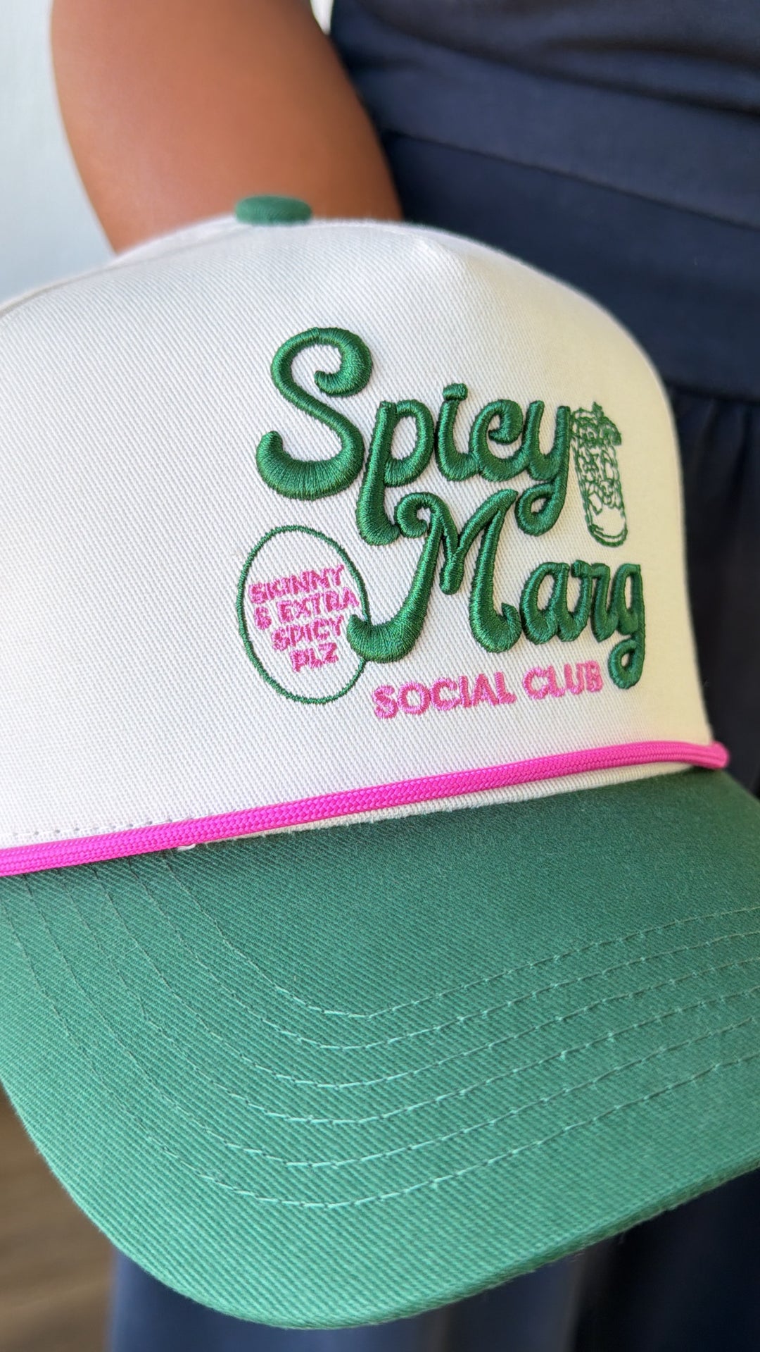 Spicy Margs Social Club Trucker Hat, Vintage Green
