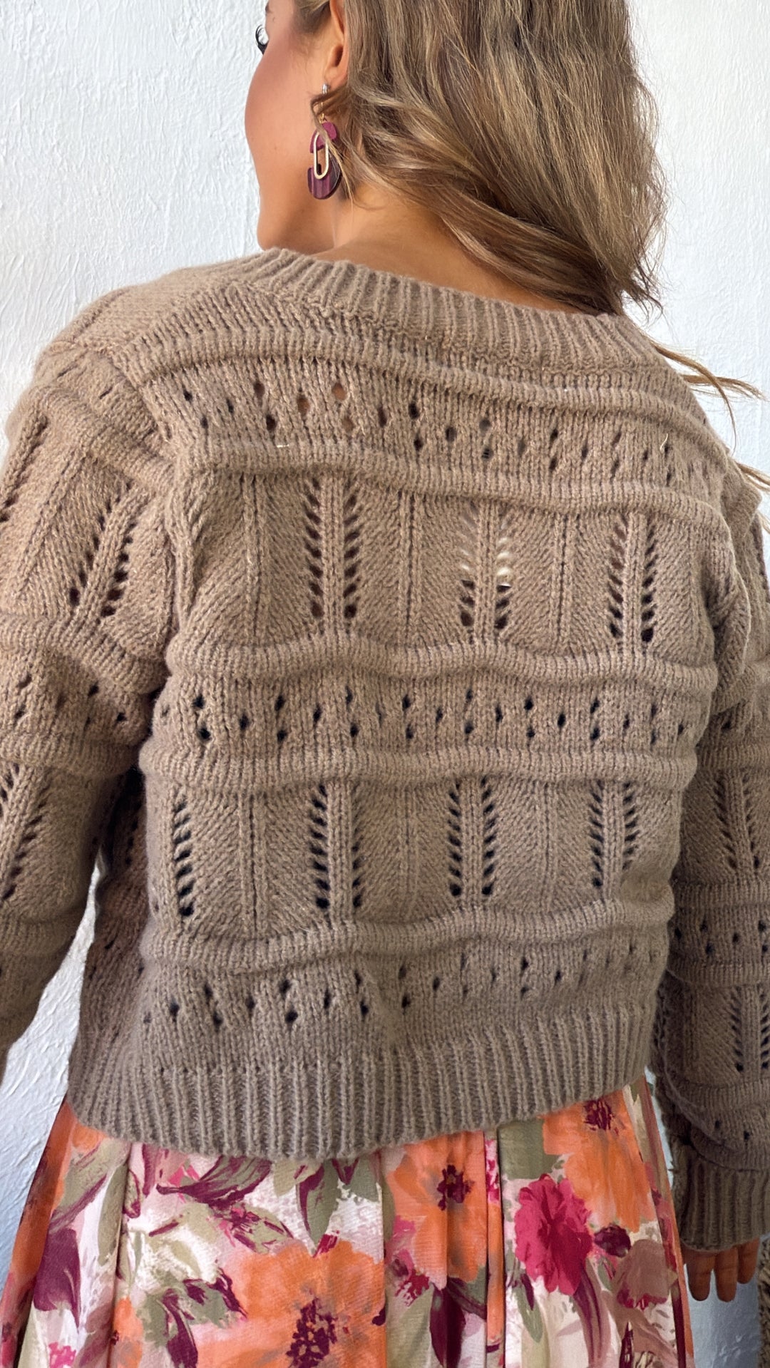 Claire Chunky Knit Button Up Sweater, Taupe