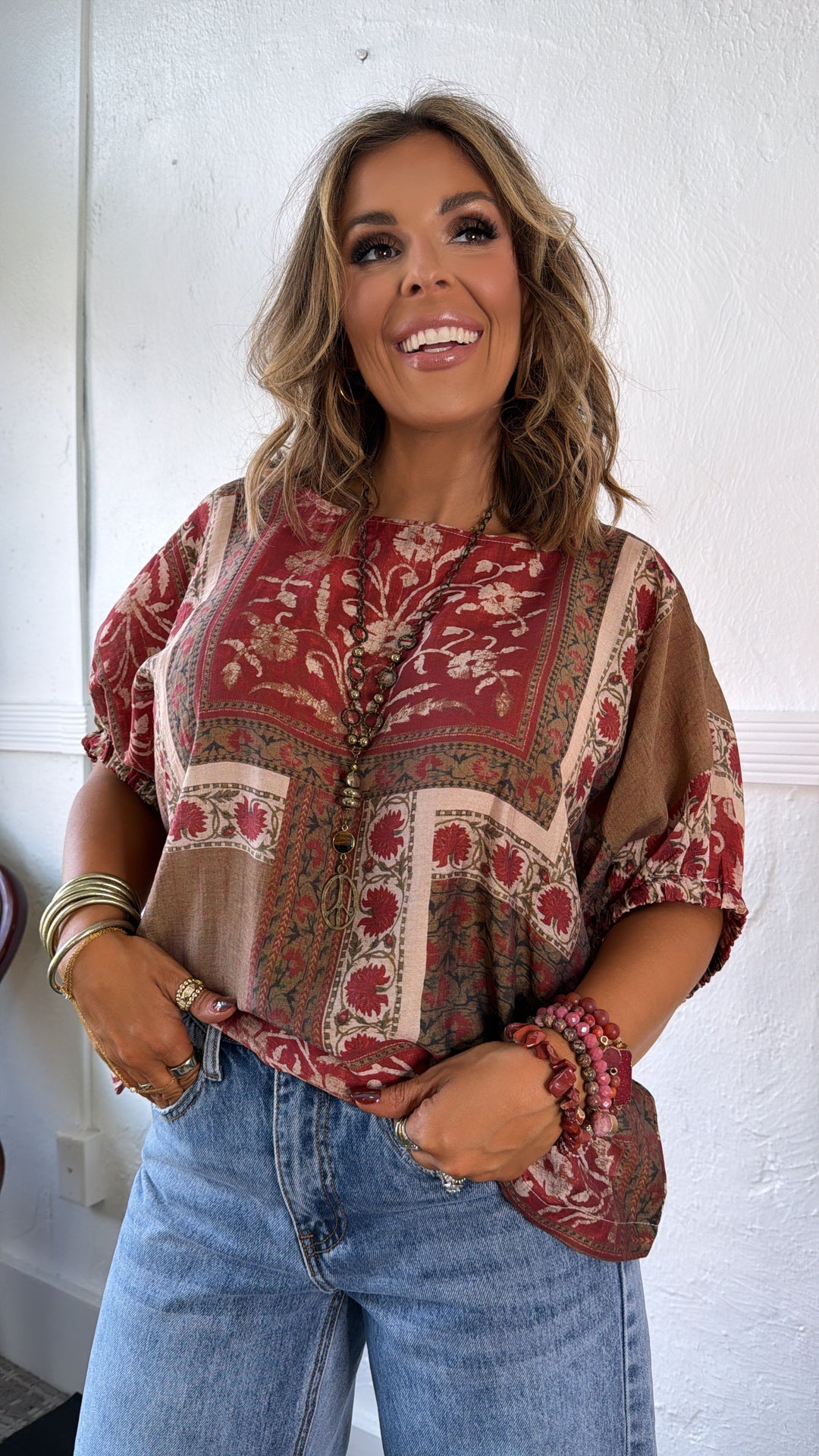 Redwood Muse Blouse, Antique Red