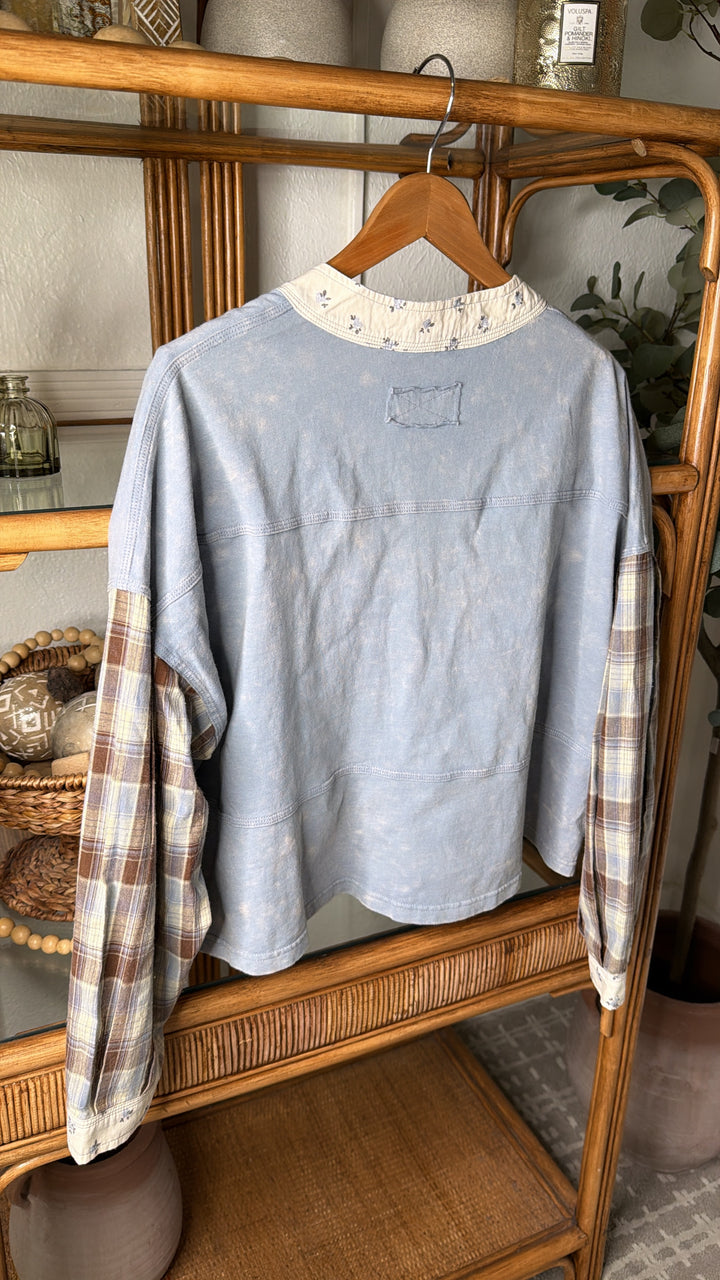 Falling Leaves Mineral Washed Top, Denim