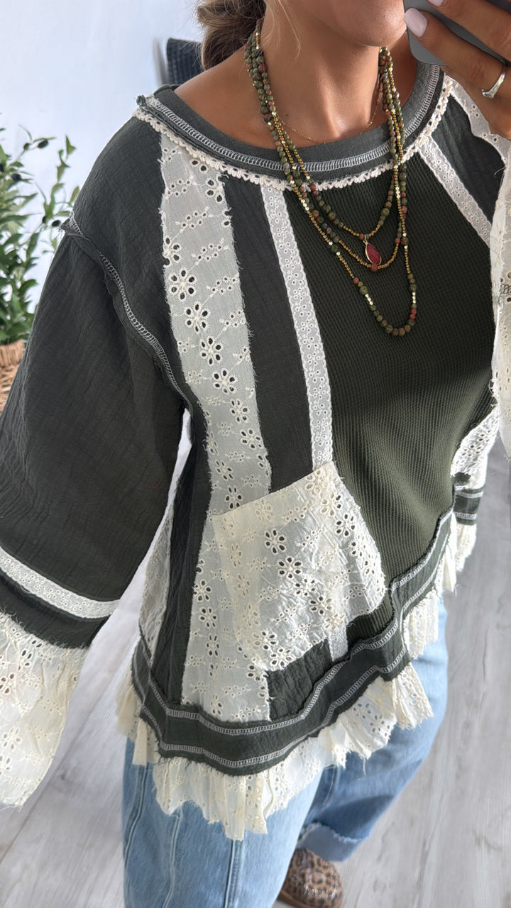 Sylvie Dainty Detailed Blouse, Olive