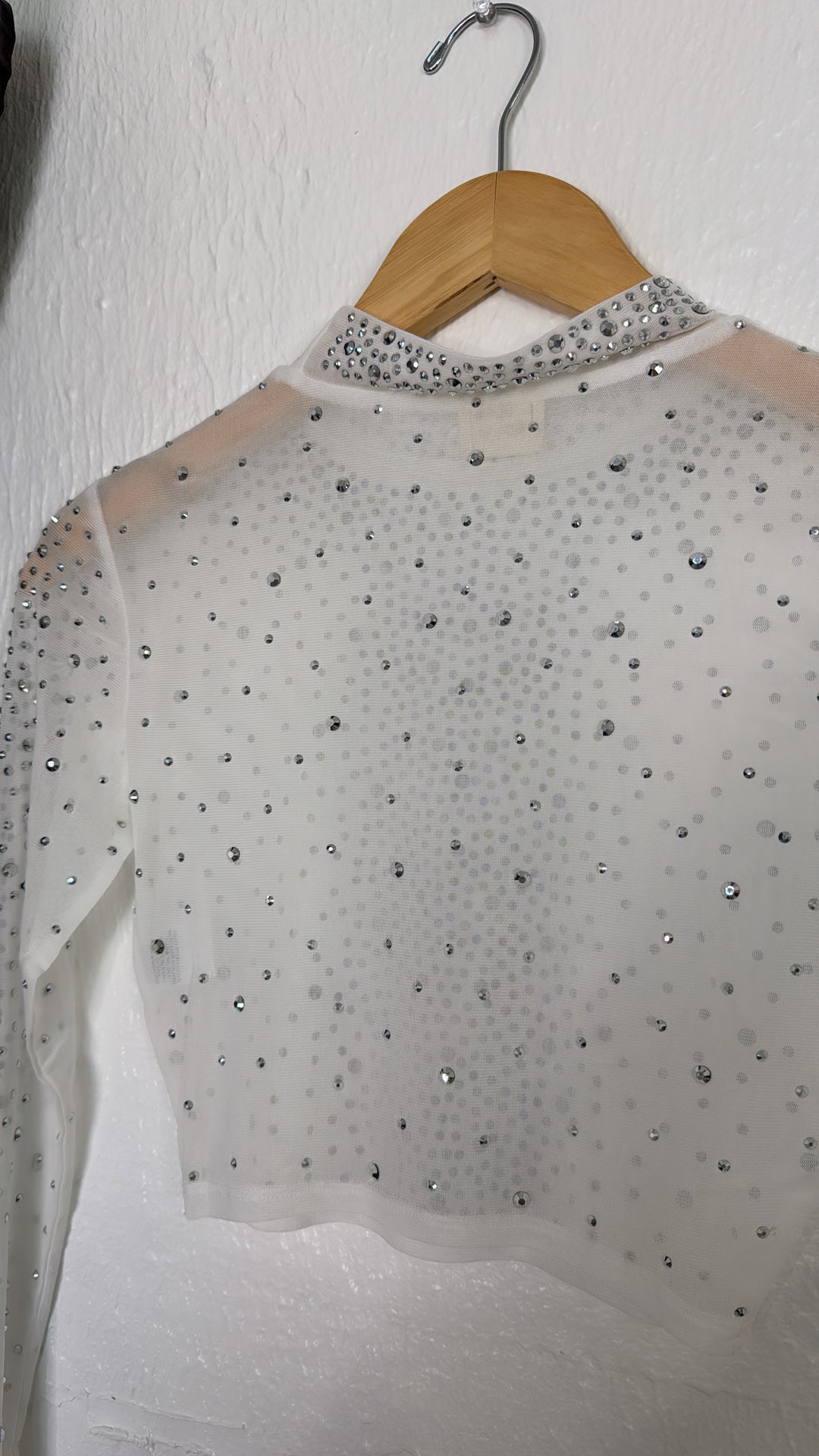 Rhinestone Crop Top, White