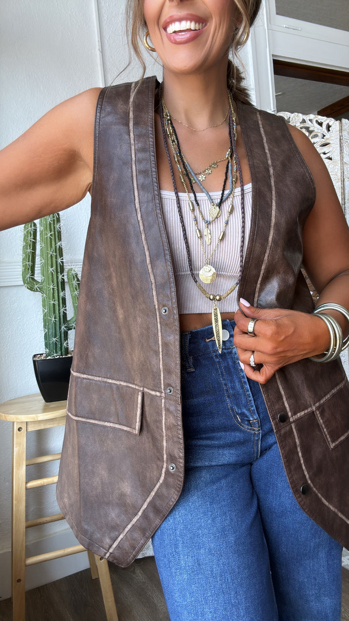 Stone Ridge Leather Vest, Espresso