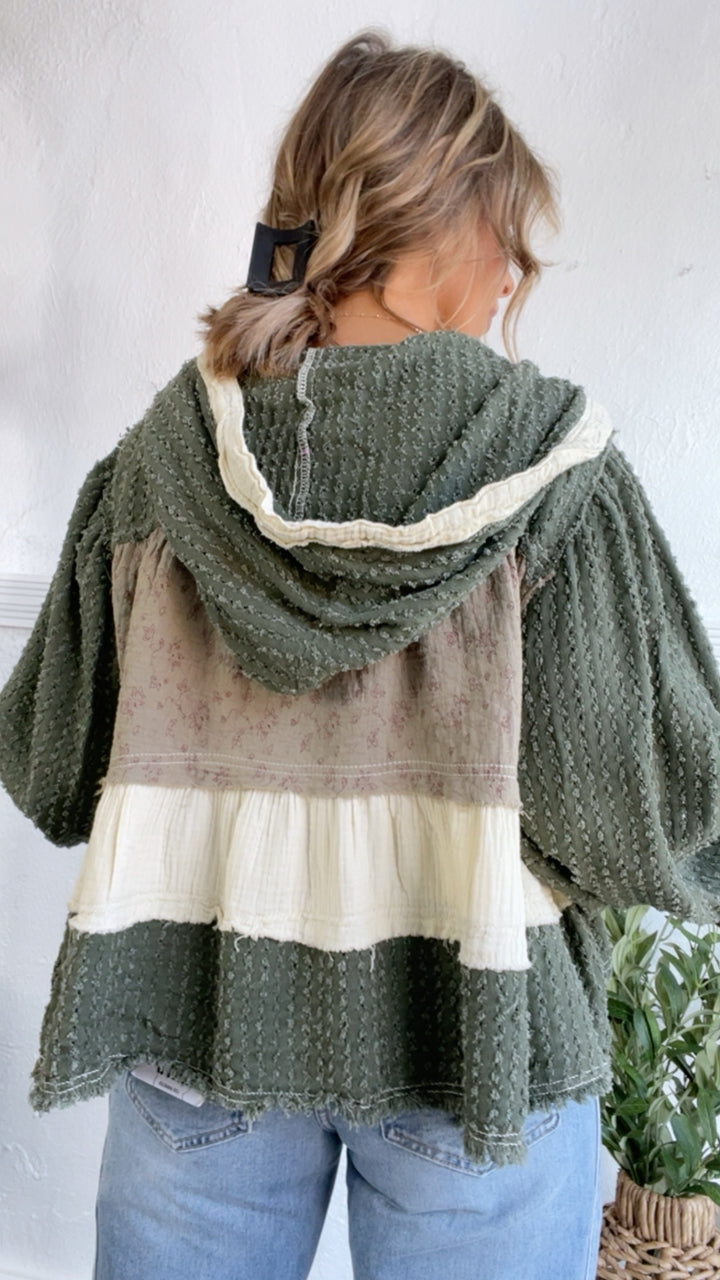 Crisp Dawn Waffle Knit Top, Olive