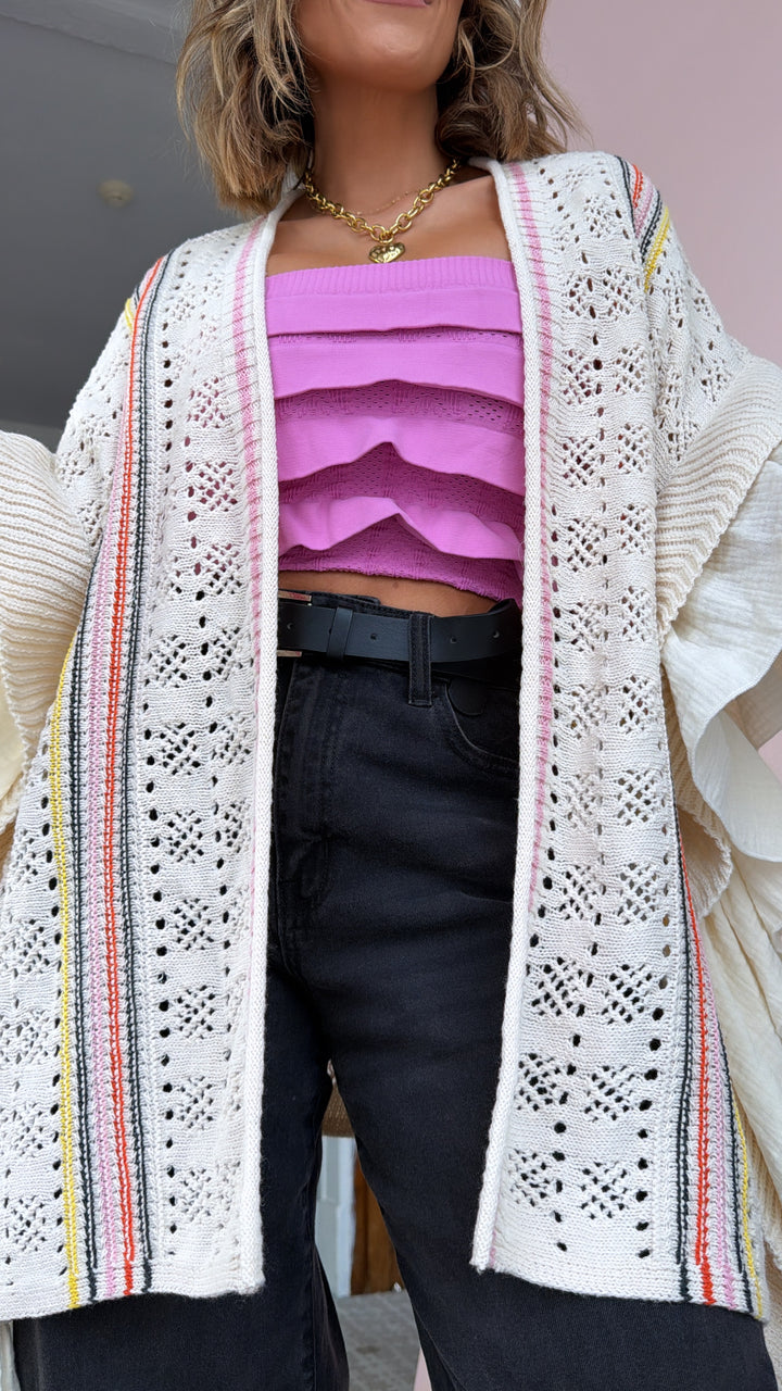 Artsy Aura Knit Cardigan, Natural