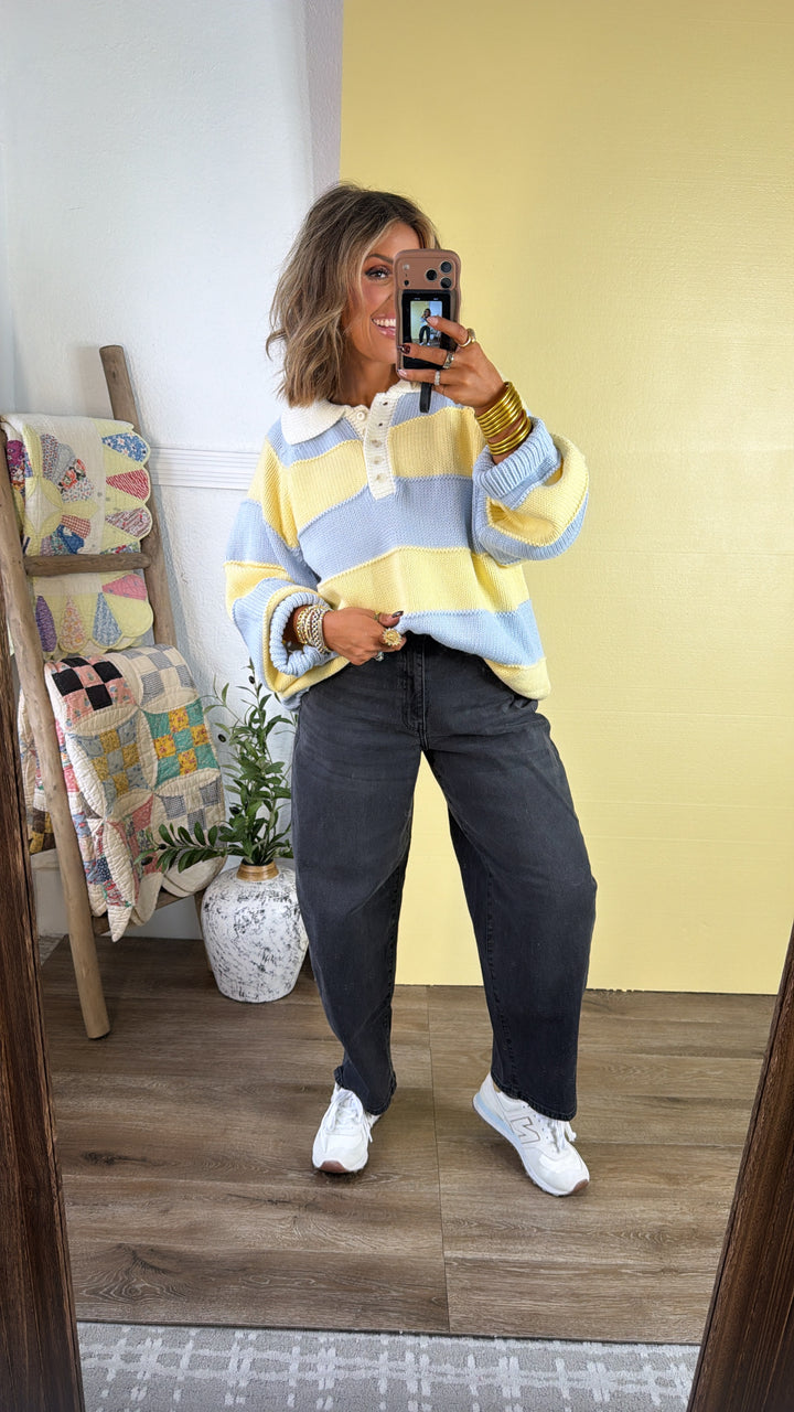 Magic Striped Sweater, Lt.Blue/Lt.Yellow