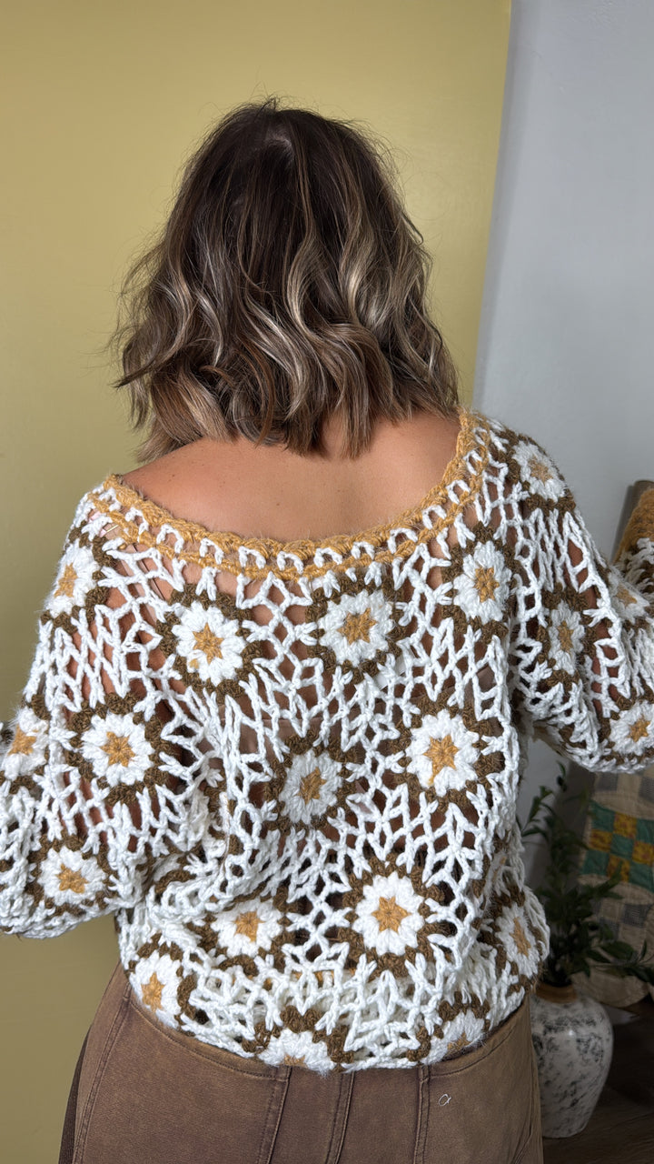 The Last Warmth Crochet Sweater, Caramel Multi