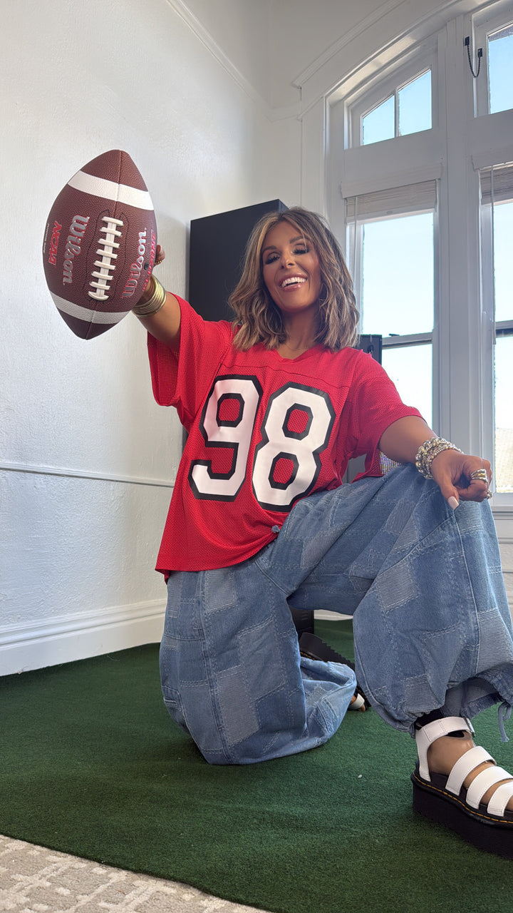 Bleacher Babe Jersey Top, Red