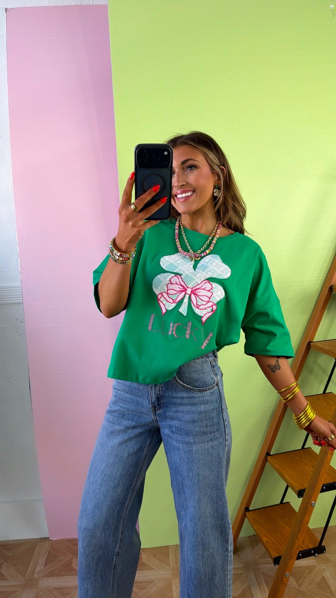 Sweet Clover Embroidered Top, Green