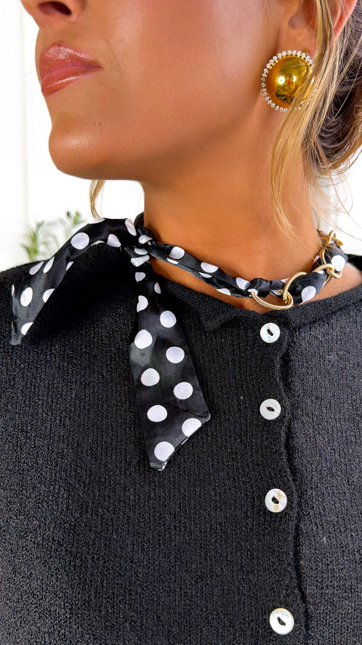 Polka Dot Charm Necklace, Black/White