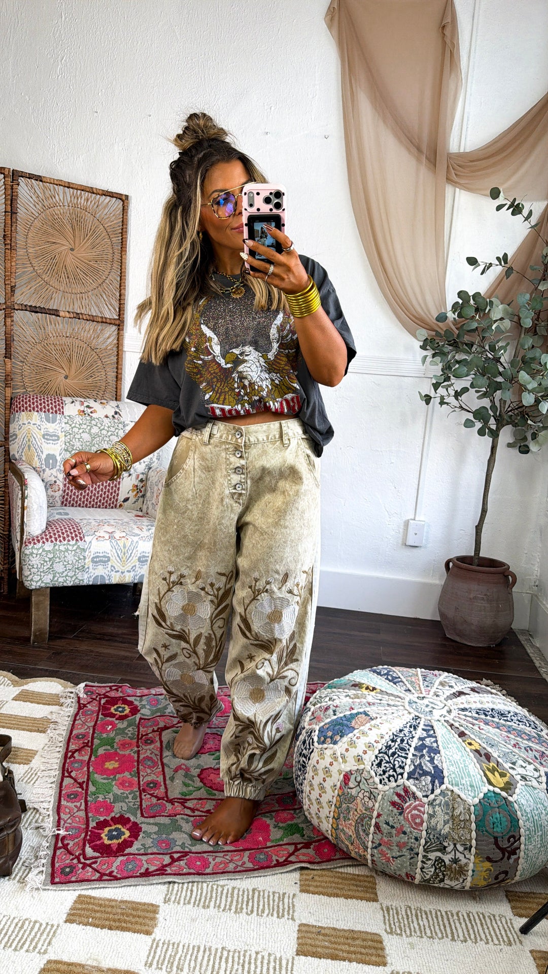 Marbled Sunflower Joggers, Sand Marble