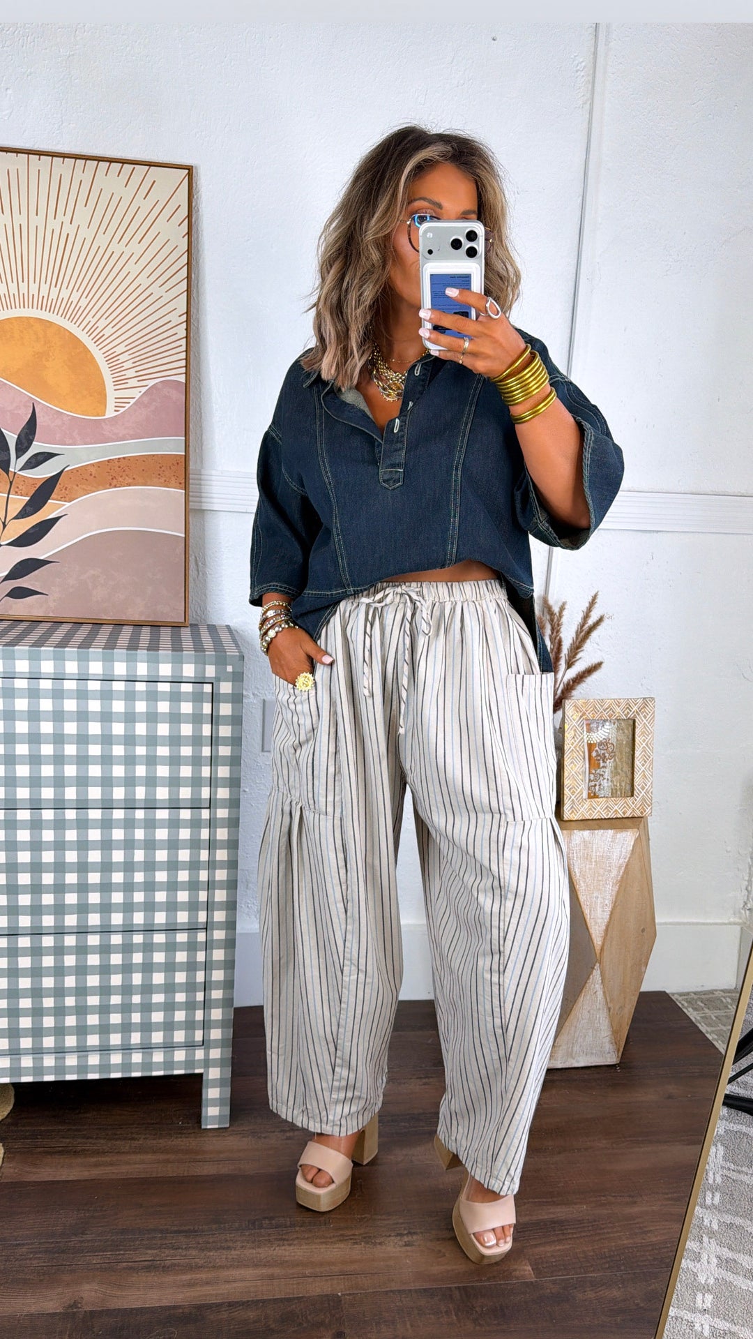 Light Skies Striped Pant, Natural Combo