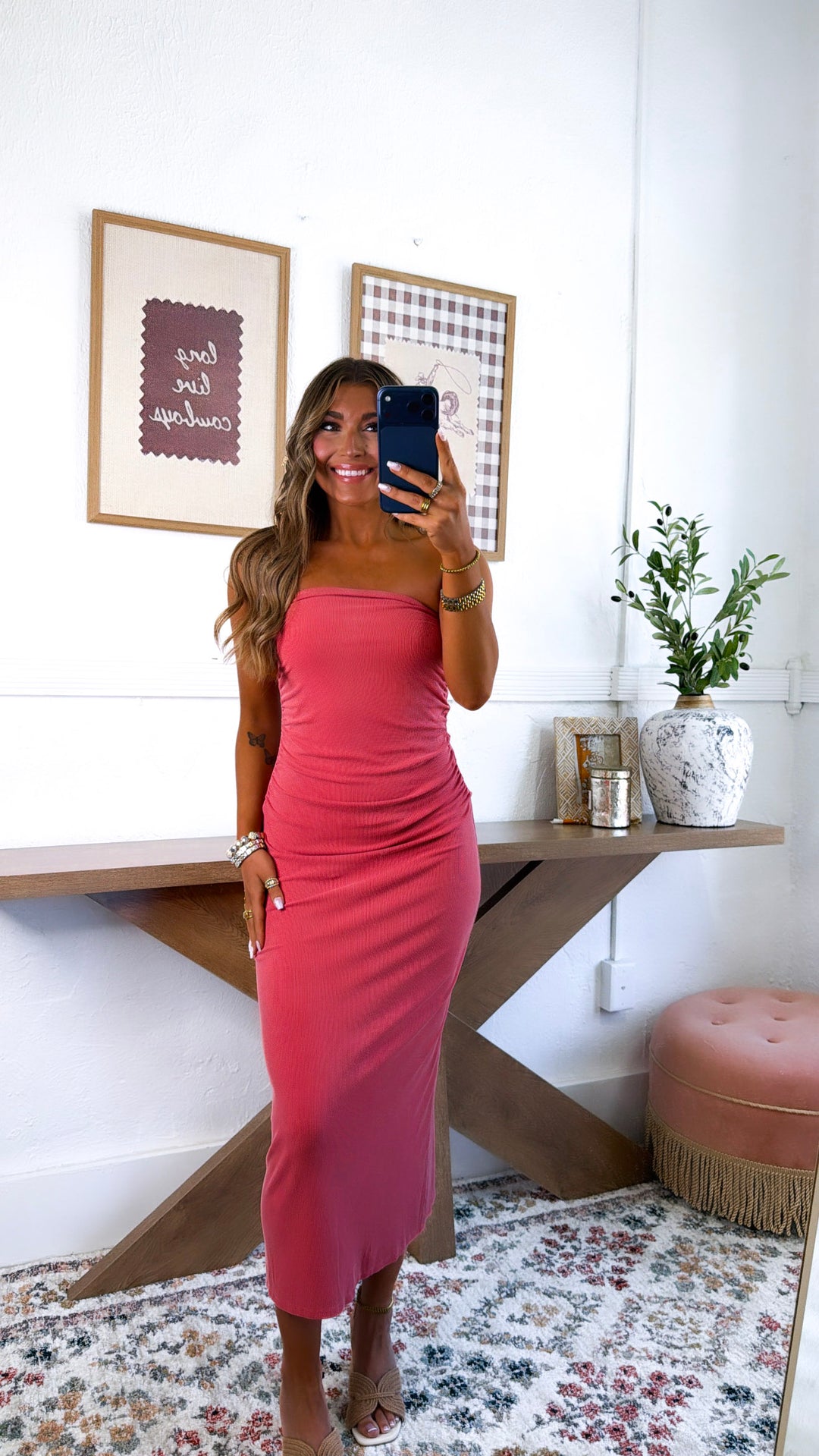 Strapless Form Fitted Midi Dress, Lava – Everyday Chic Boutique Strapless Form Fitted Midi Dress, Lava – Everyday Chic Boutique