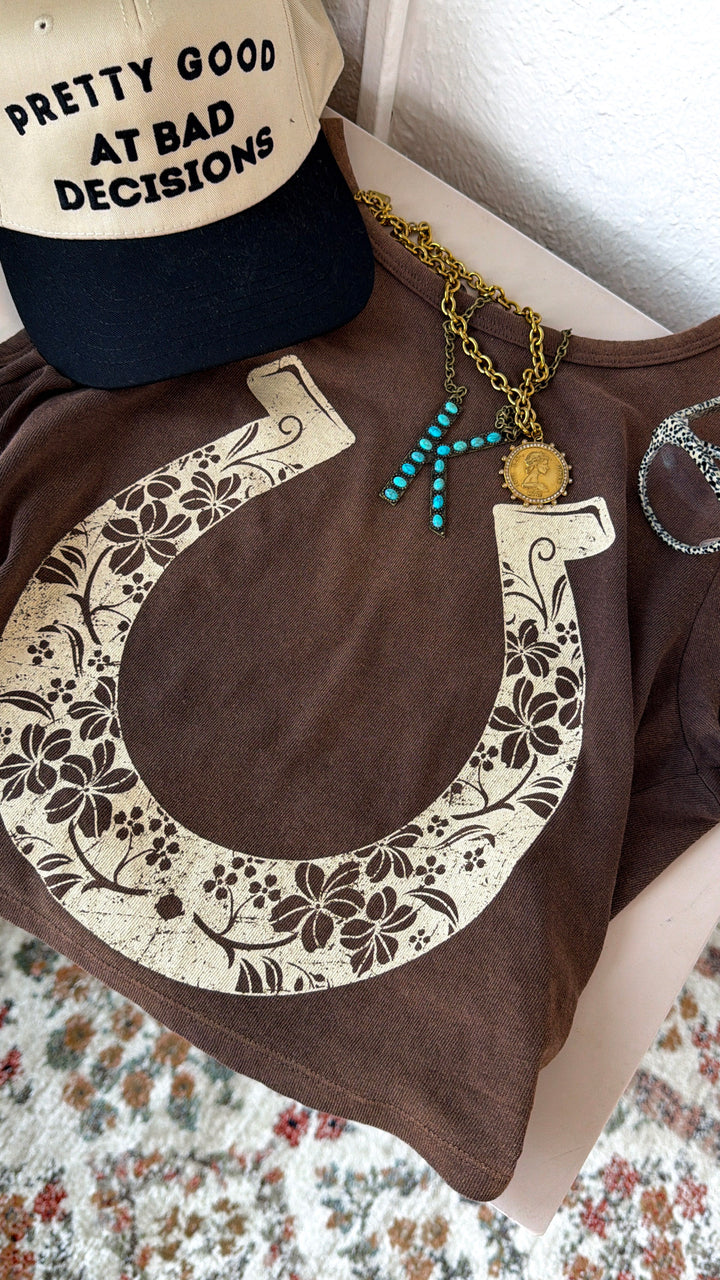 Lucky Horseshoe Graphic Tee, Espresso
