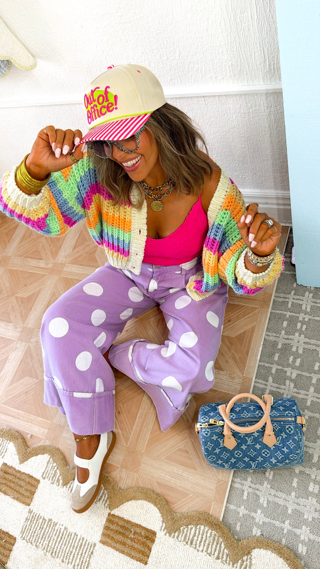 Light Wash Rainbow Knit Cardigan, Multi