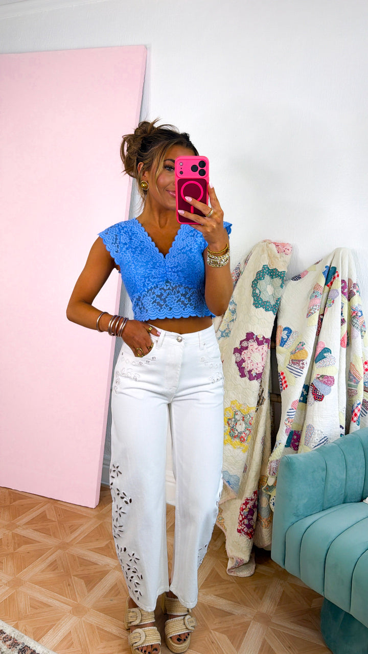 Whispered Lace Top, Ultramarine