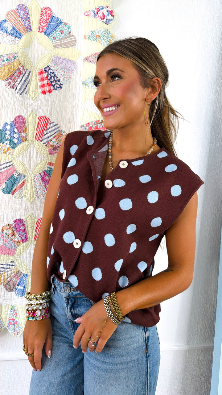 Camden Sweater Tank, Saddle/Sky