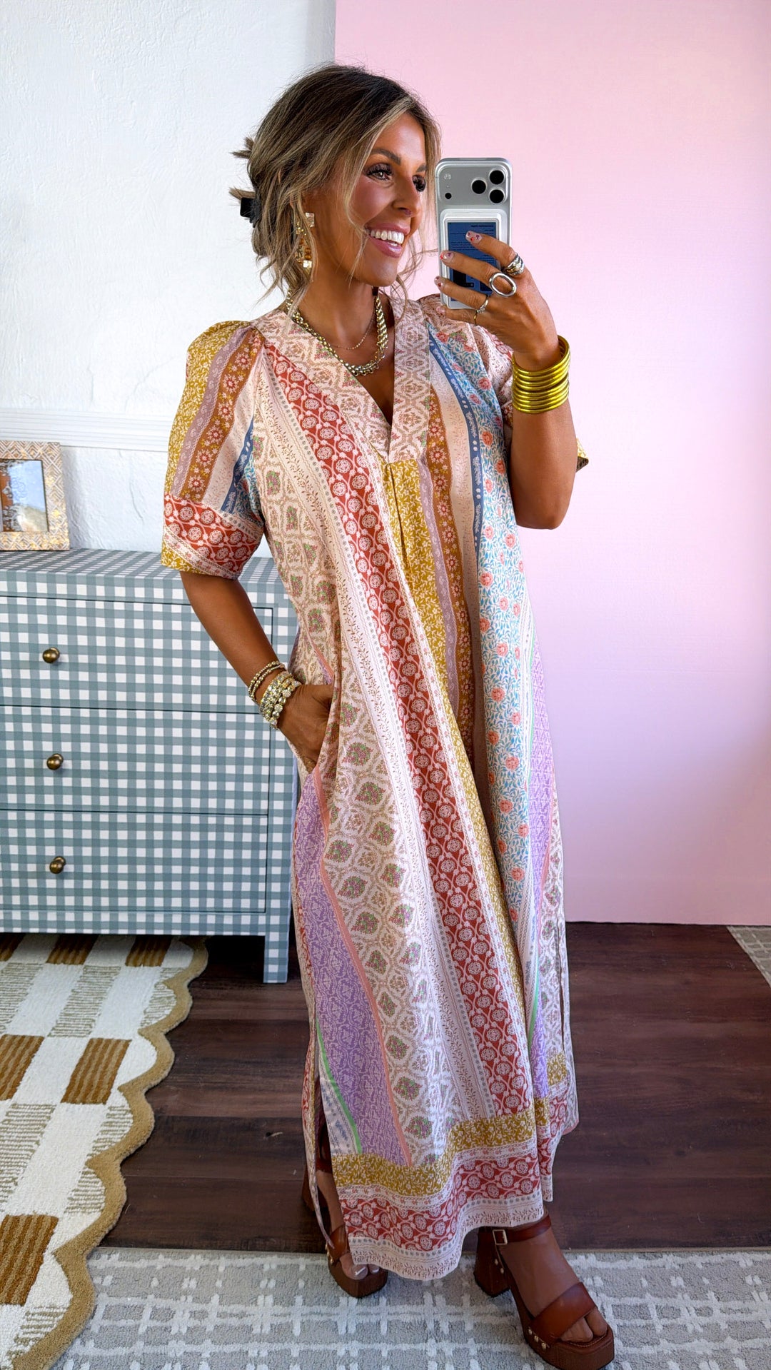 Gypsy Queen Maxi Dress, Beige Multi Everyday Chic Boutique Gypsy Queen Maxi Dress, Beige Multi Everyday Chic Boutique