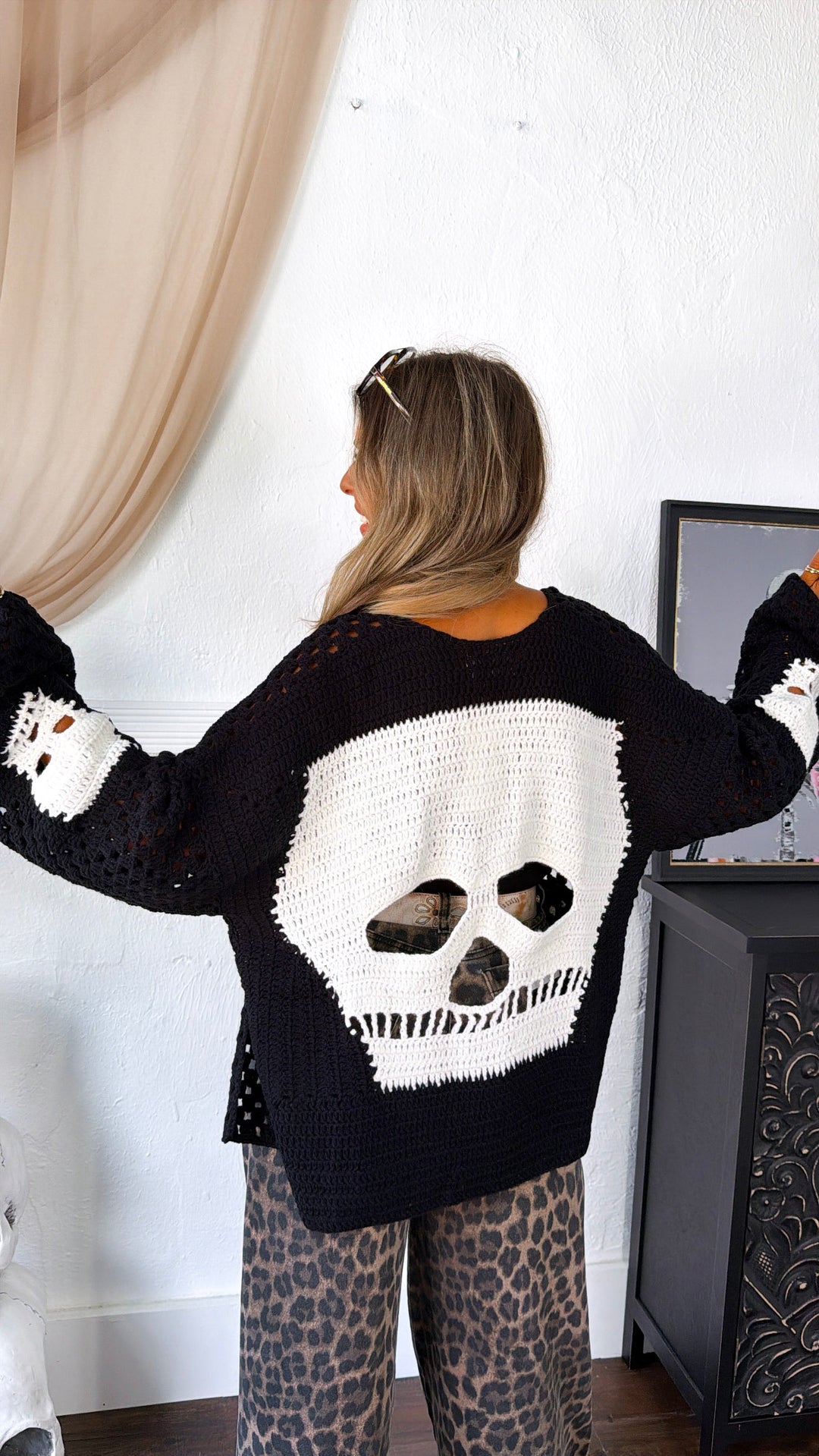 Dressed In Skulls Cardigan, Black