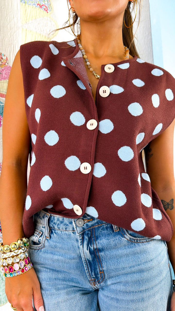 Camden Sweater Tank, Saddle/Sky