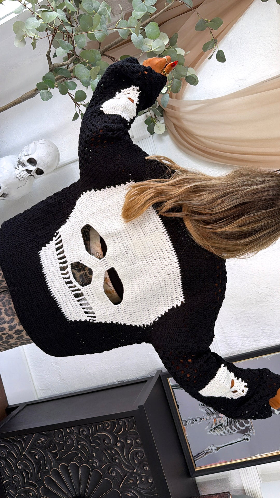 Dressed In Skulls Cardigan, Black