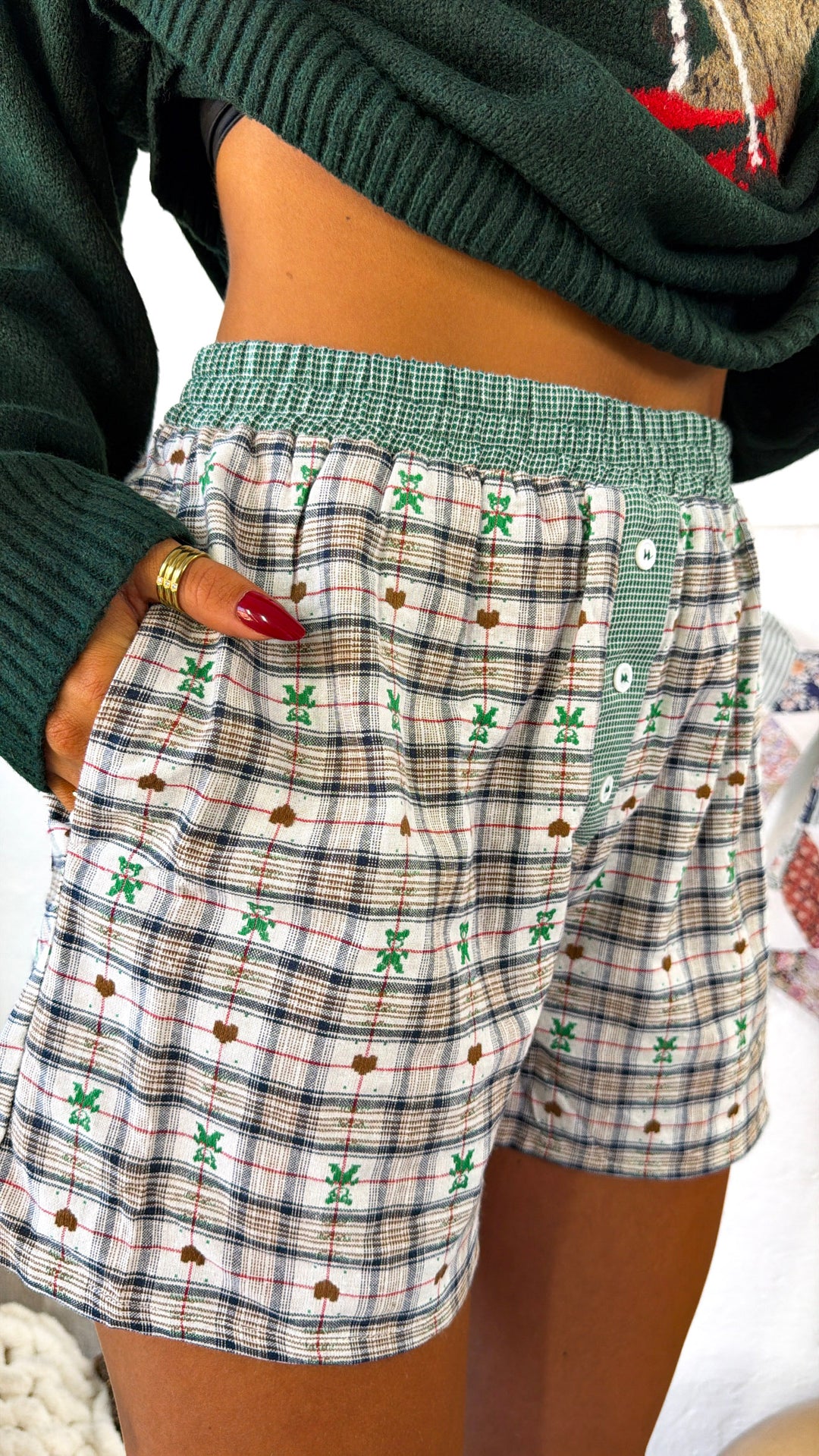North Pole Nights Boxer Short, Green Combo