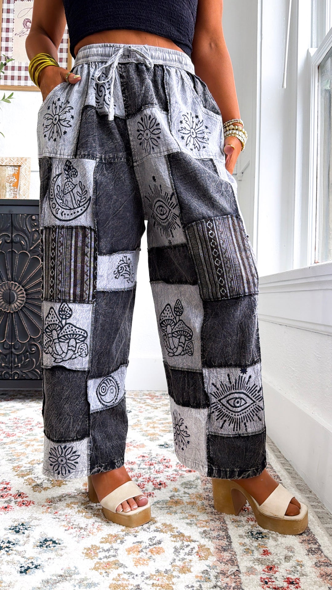 Wild Thing Patched Pants, Black Multi