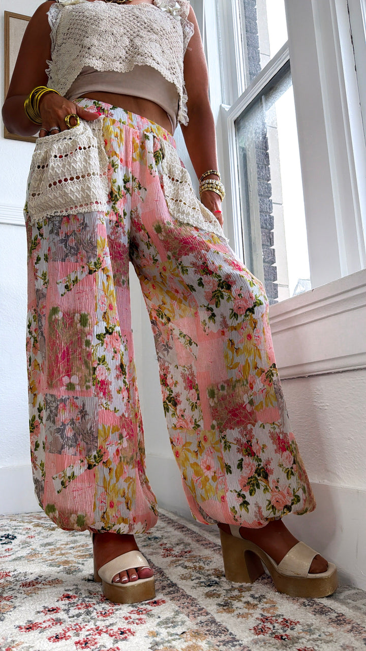 Trail Bloom Jogger Pants, Pink Multi