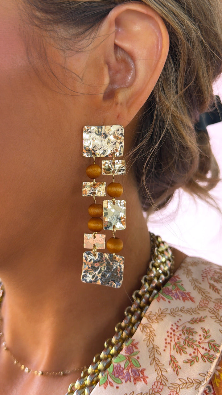 Shadow Edge Dangle Earring, Brown/Gold