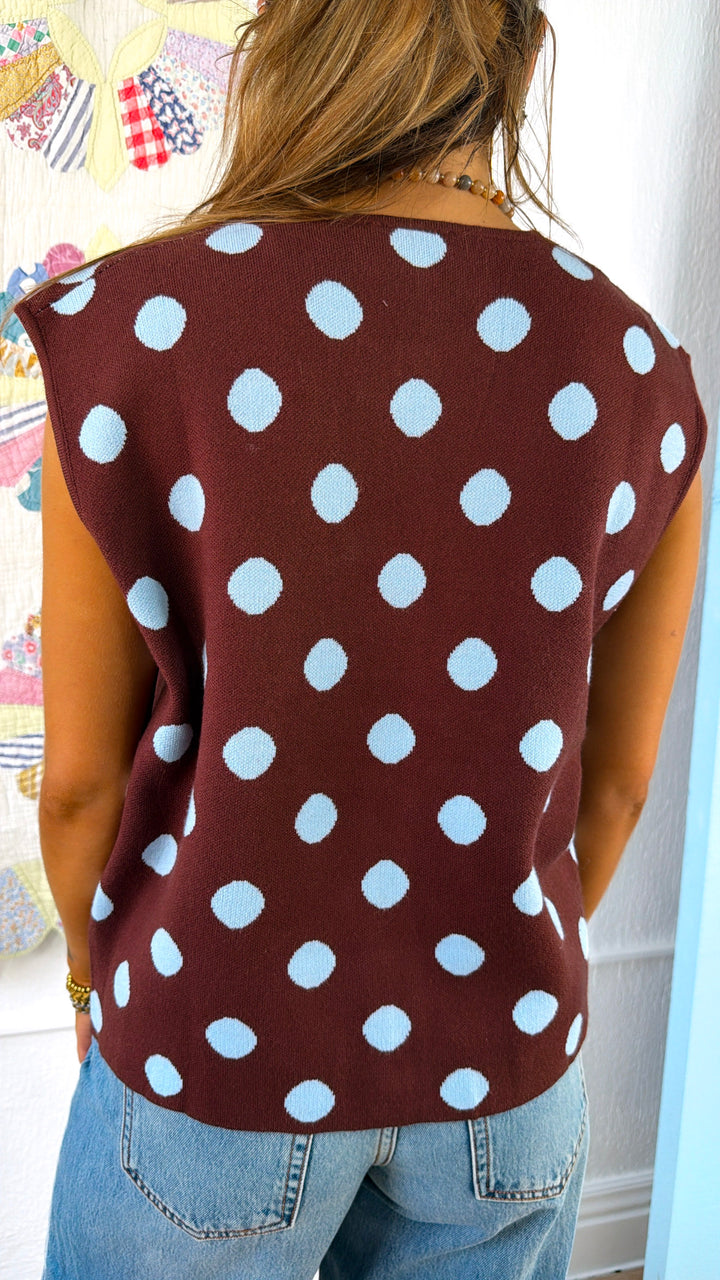 Camden Sweater Tank, Saddle/Sky