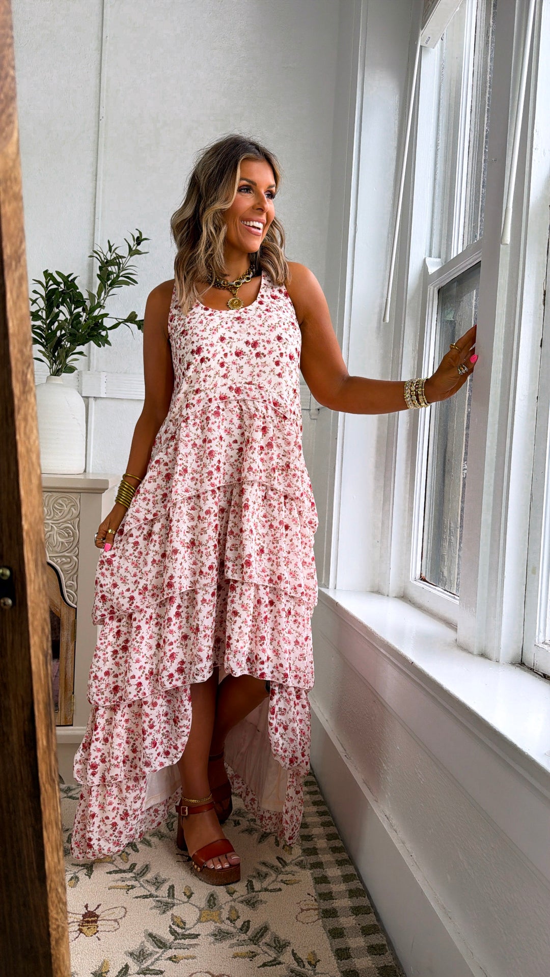 Honeylace Midi Dress, Blush Multi Medium Honeylace Midi Dress, Blush Multi Medium