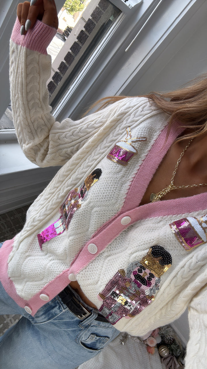 Spreading Cheer Nutcracker Cardi, Cream