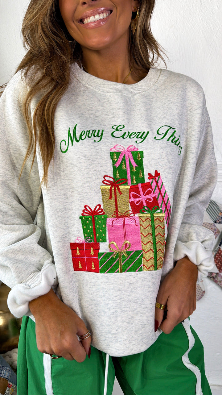 Merry Everything Graphic Crewneck, H. Grey