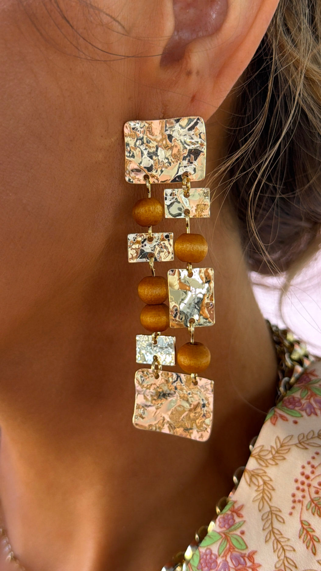 Shadow Edge Dangle Earring, Brown/Gold