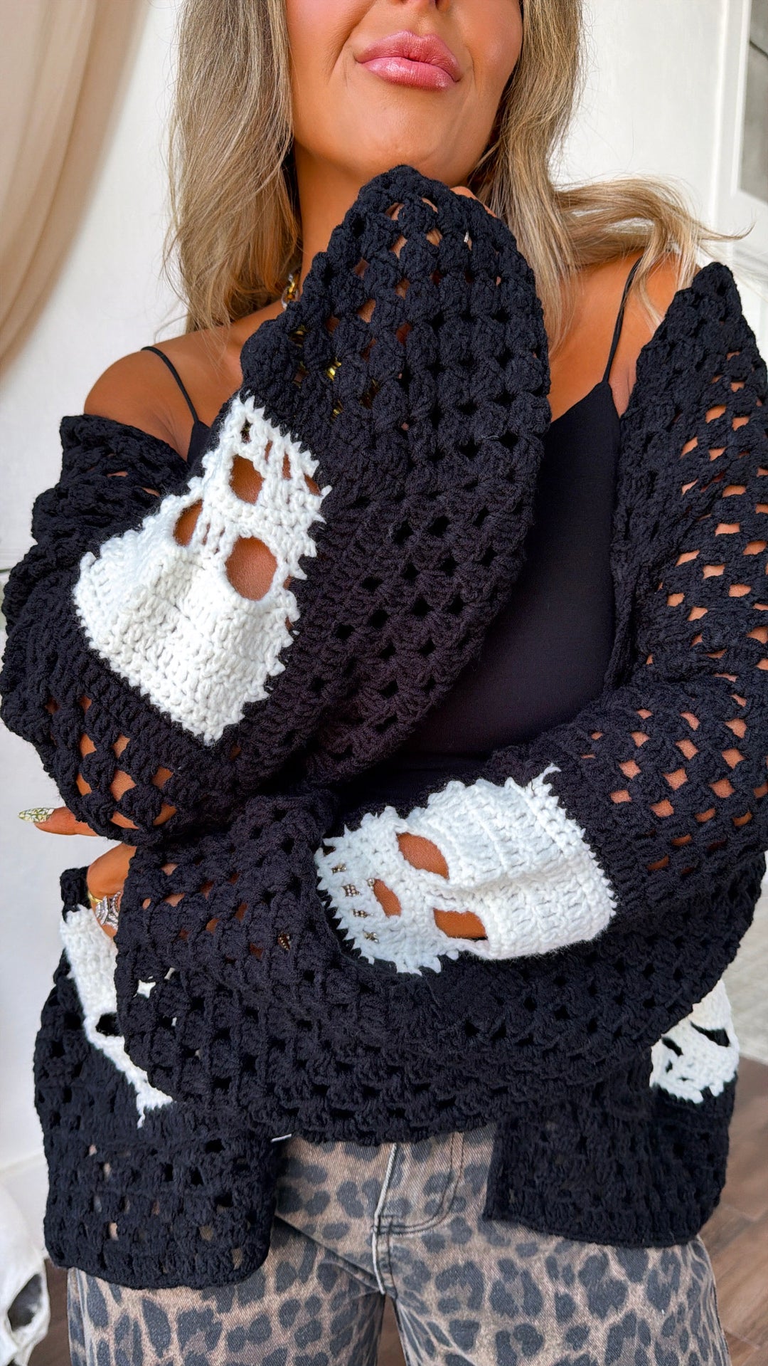 Dressed In Skulls Cardigan, Black