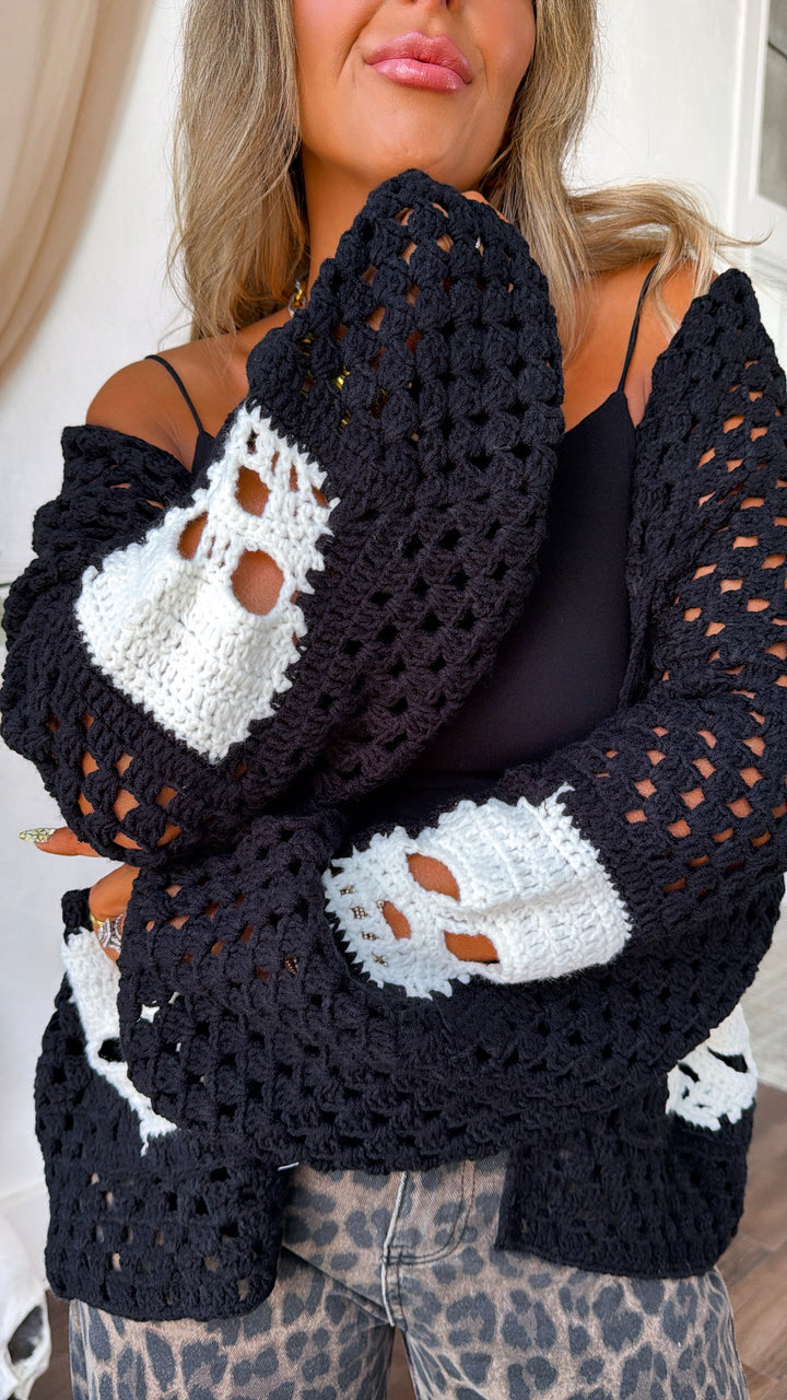 Dressed In Skulls Cardigan, Black