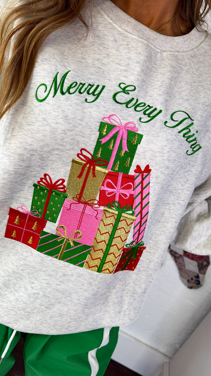 Merry Everything Graphic Crewneck, H. Grey